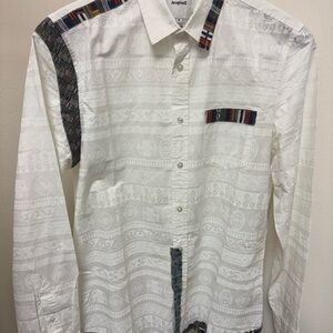 Desigual White and Multicolor Patterned Men's Shirt